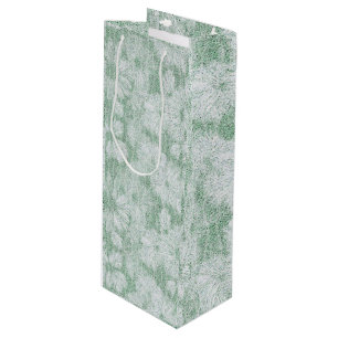Floral Daisy Velvety Mint Green Wine Gift Bag