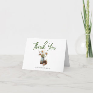 Floral Daisy Wedding Rustic Thank You Card