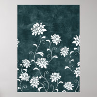 Floral damask blue & white flowers girly chic