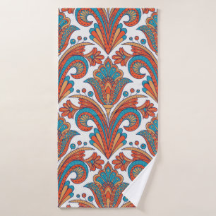 Floral damask colourful seamless pattern bath towel