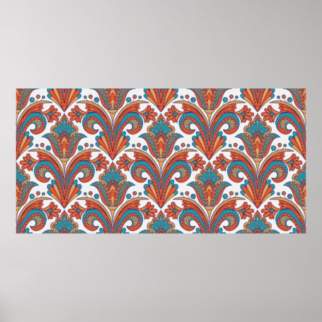 Floral damask colourful seamless pattern poster (Front)