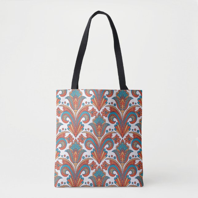 Floral damask colourful seamless pattern tote bag (Front)