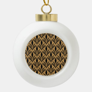 Floral Damask: Elegant Vintage Ceramic Ball Christmas Ornament