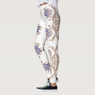 floral damask golden element. leggings
