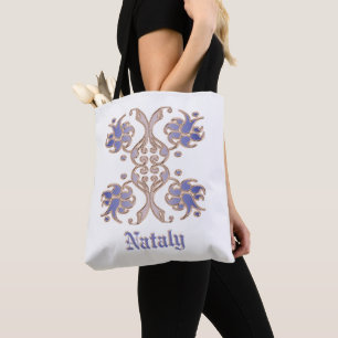 floral damask golden element. tote bag