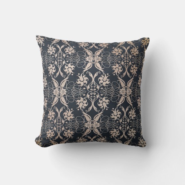 Floral damask golden pattern cushion (Front)