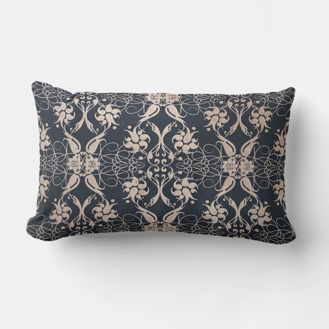 Floral damask golden pattern lumbar cushion (Front)