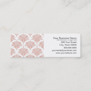 Floral Damask in Coral and White Mini Business Card