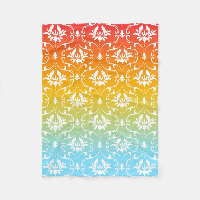 Floral Damask On Ombre Background Fleece Blanket (Front)