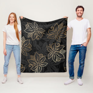 Floral Damask pattern fleece blanket