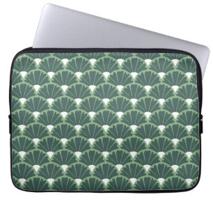 Floral Damask Pattern Green & White Laptop Sleeve