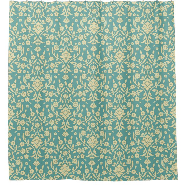 Floral/Damask Pattern Shower Curtain (Front)