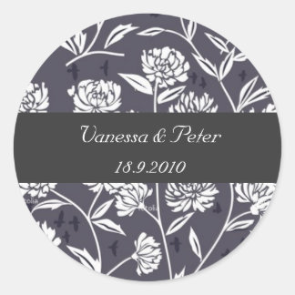 Floral damask personalized stickers