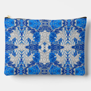 Floral Damask, Sapphire Blue and Grey  Accessory Pouch