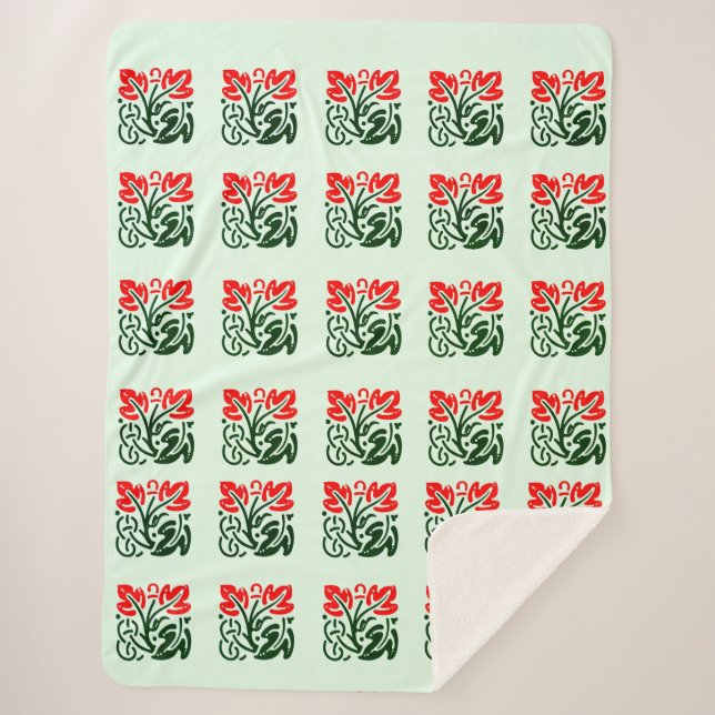 Floral Damask Sherpa Blanket (Front)