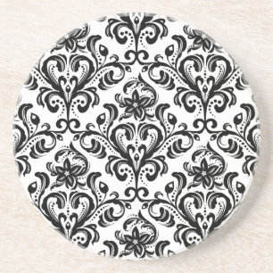 Floral damask wallpaper coaster