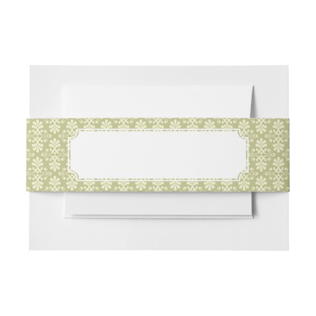 Floral damask wallpaper invitation belly band (Front Example)