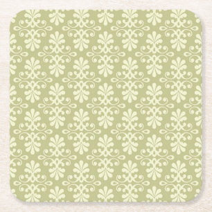 Floral damask wallpaper square paper coaster