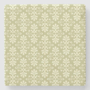Floral damask wallpaper stone coaster