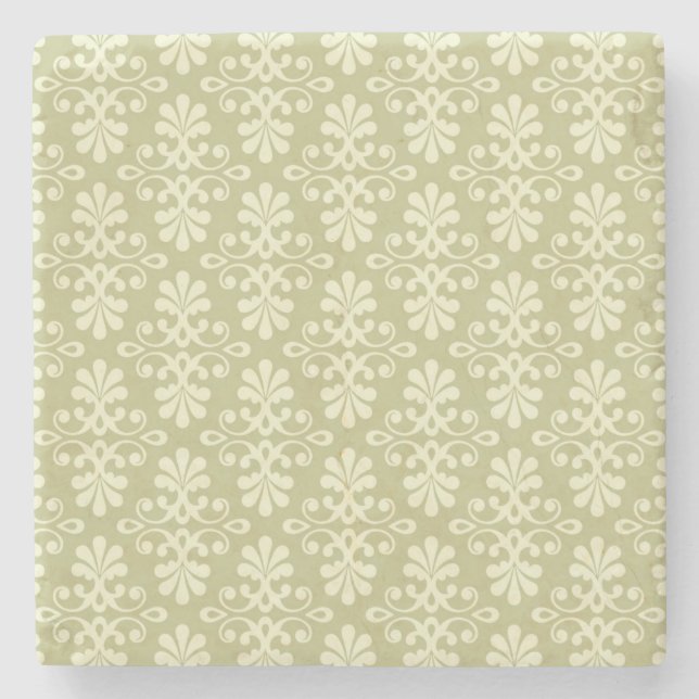 Floral damask wallpaper stone coaster (Front)