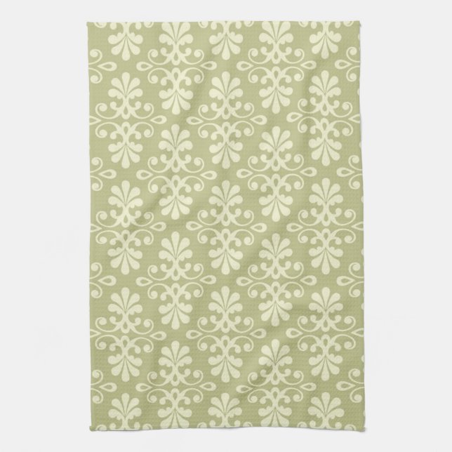 Floral damask wallpaper tea towel (Vertical)