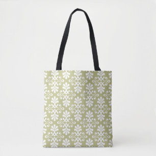 Floral damask wallpaper tote bag