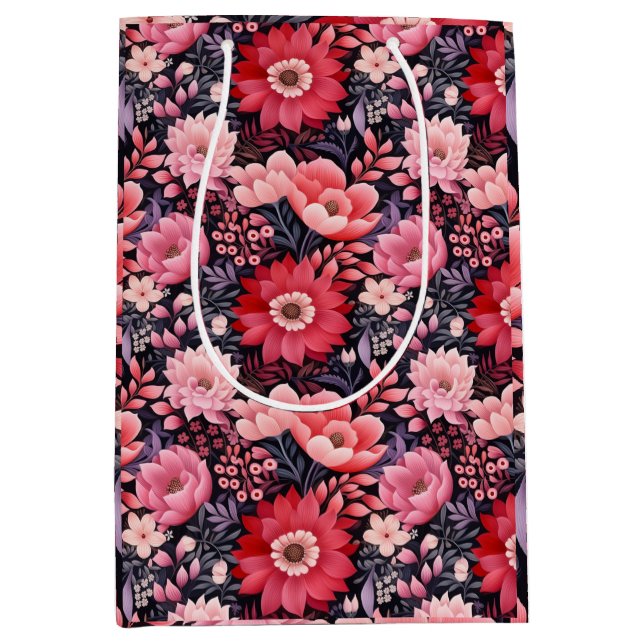 Floral Dark Backdrop Medium Gift Bag (Front)
