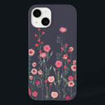 Floral Dark Boho Case-Mate iPhone 14 Case<br><div class="desc">Painting of wild flowers I saw by a wall in Plymouth. 
Pretty boho loose pink floral painting on a dark grey background.  Original art by Nic Squirrell.</div>