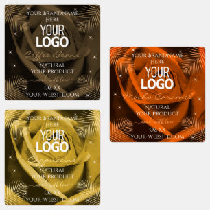 Floral Dark Brown Orange Yellow Product Label Logo
