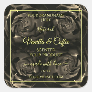 Floral Dark Brown Roses Product Packaging Labels