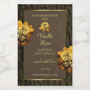Floral Dark Brown Tree Bark Grain Product Labels