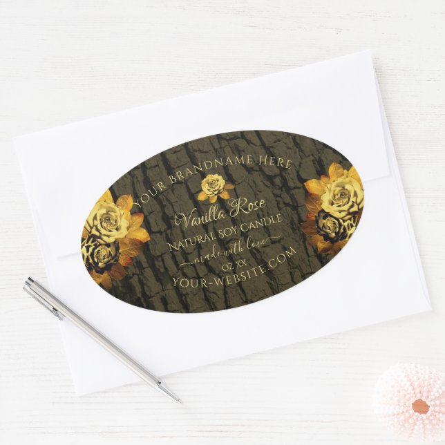 Floral Dark Brown Tree Bark Grain Product Labels (Envelope)