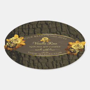 Floral Dark Brown Tree Bark Grain Product Labels