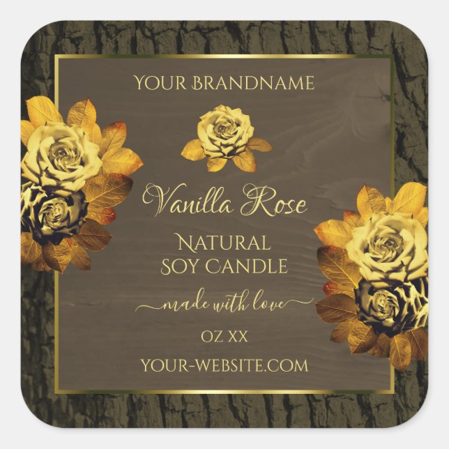 Floral Dark Brown Tree Bark Grain Product Labels (Front)