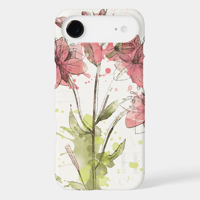 Floral Dark Pink Splash Case-Mate iPhone Case (Back)