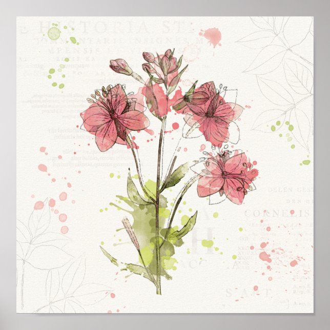 Floral Dark Pink Splash Poster (Front)