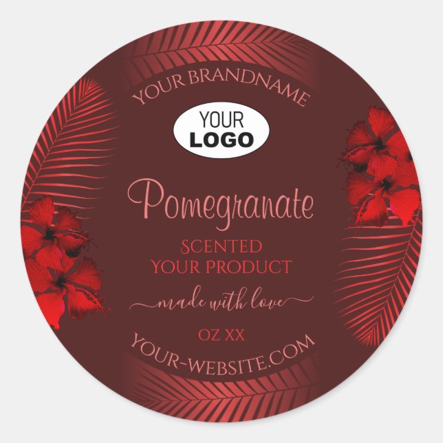 Floral Dark Red Product Labels Hawaii Flowers Logo (Front)