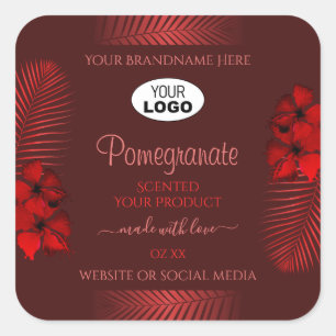 Floral Dark Red Product Labels Hawaii Flowers Logo