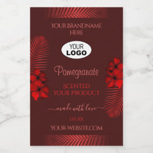 Floral Dark Red Product Labels Hawaii Flowers Logo