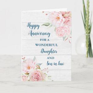 Floral Daughter & Son in Law Wedding Anniversary Card