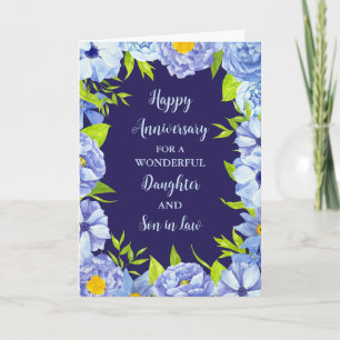 Floral Daughter & Son in Law Wedding Anniversary Card