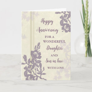 Floral Daughter & Son in Law Wedding Anniversary Card