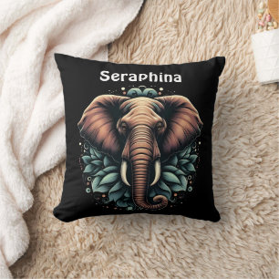 Floral dawn elephant art cushion
