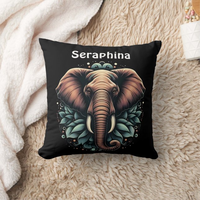 Floral dawn elephant art cushion (Blanket)