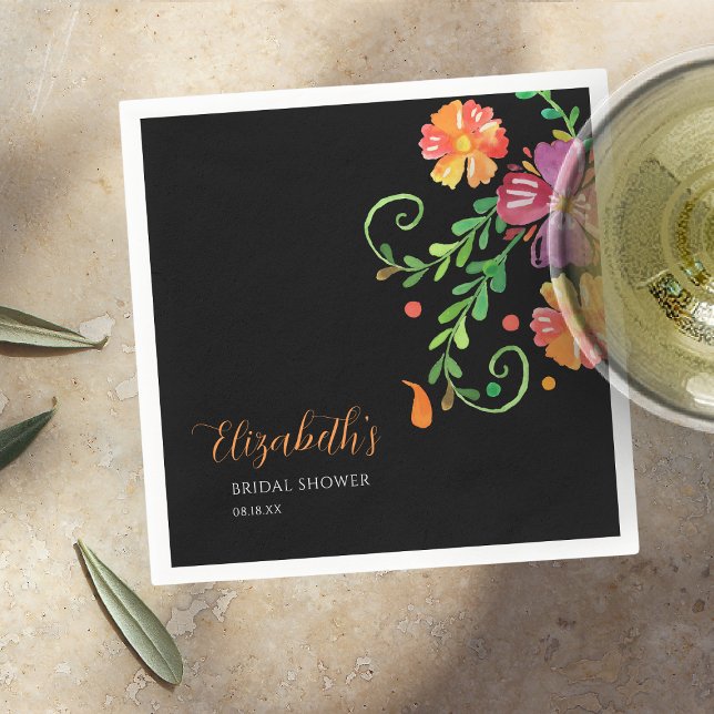 Floral Day of the Dead Bridal Shower Napkin (Creator Uploaded)