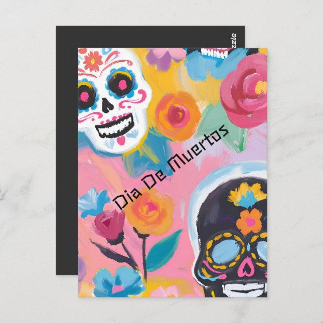 Floral Day of the Dead Delight Postcard (Front/Back)