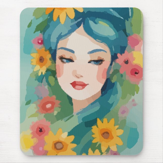 Floral Daydream Portrait Mouse Pad (Front)