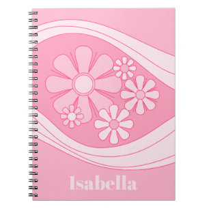 Floral Daydream Retro 60s Pink Personalised Notebook