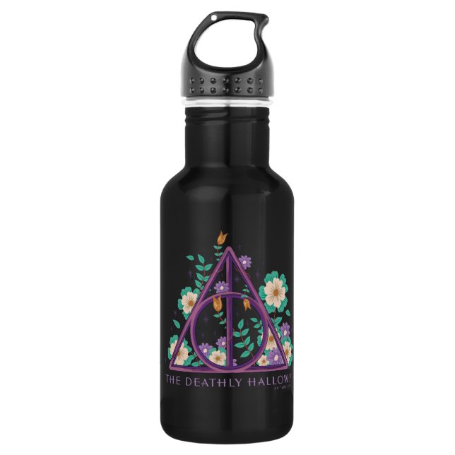 Floral Deathly Hallows Graphic 532 Ml Water Bottle (Front)