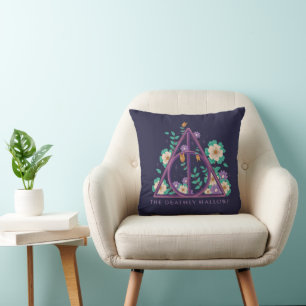 Floral Deathly Hallows Graphic Cushion